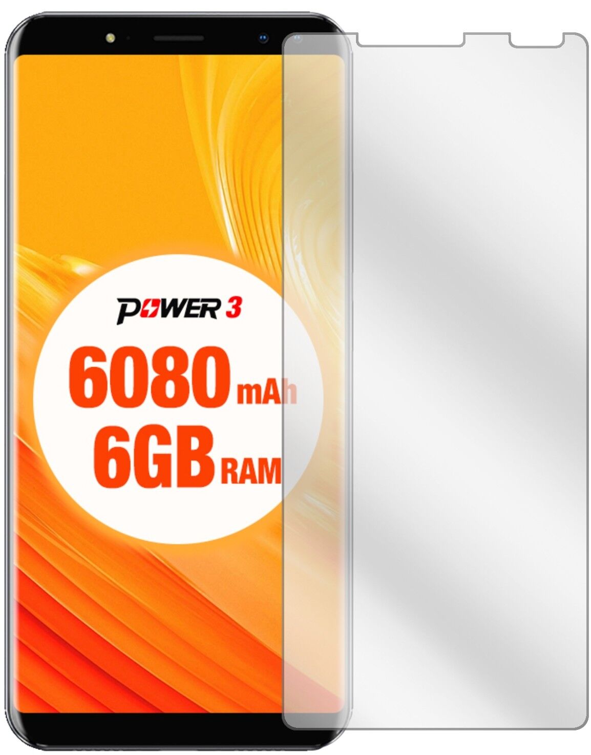 Klare Displayschutzfolie von dipos passend für Ulefone Power 3, präziser Zuschnitt und blasenfrei montiert