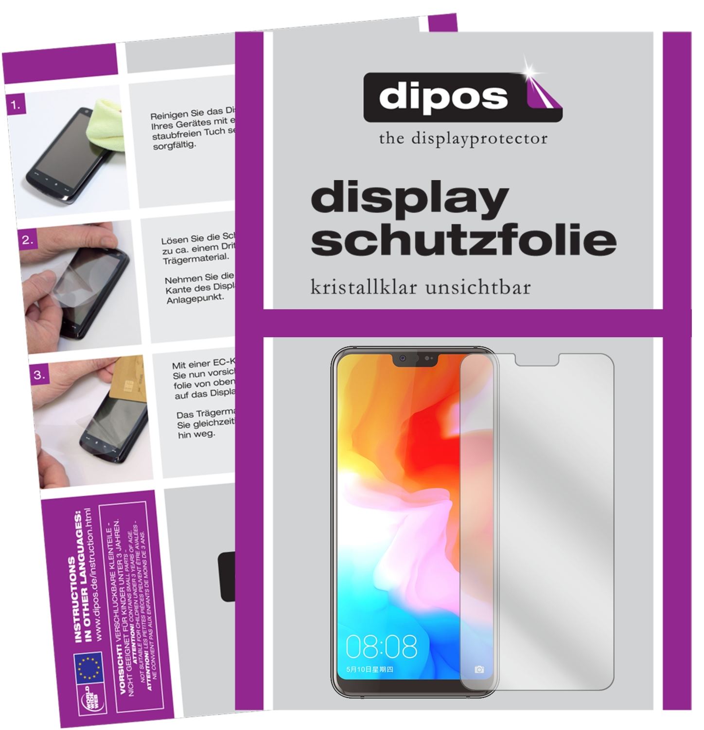 Klare Displayschutzfolie von dipos passend für Ulefone T2, präziser Zuschnitt und blasenfrei montiert