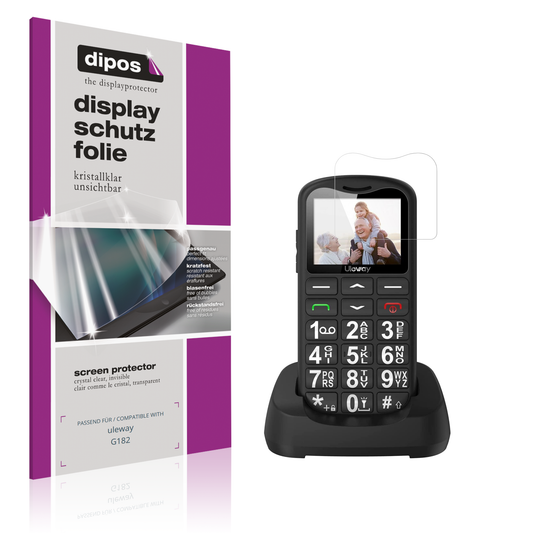 Klare Displayschutzfolie von dipos passend für uleway G182, präziser Zuschnitt und blasenfrei montiert