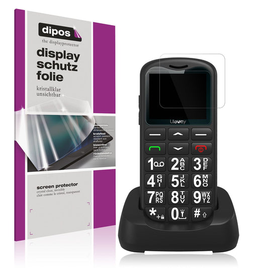 Klare Displayschutzfolie von dipos passend für Uleway Seniorenhandy, präziser Zuschnitt und blasenfrei montiert