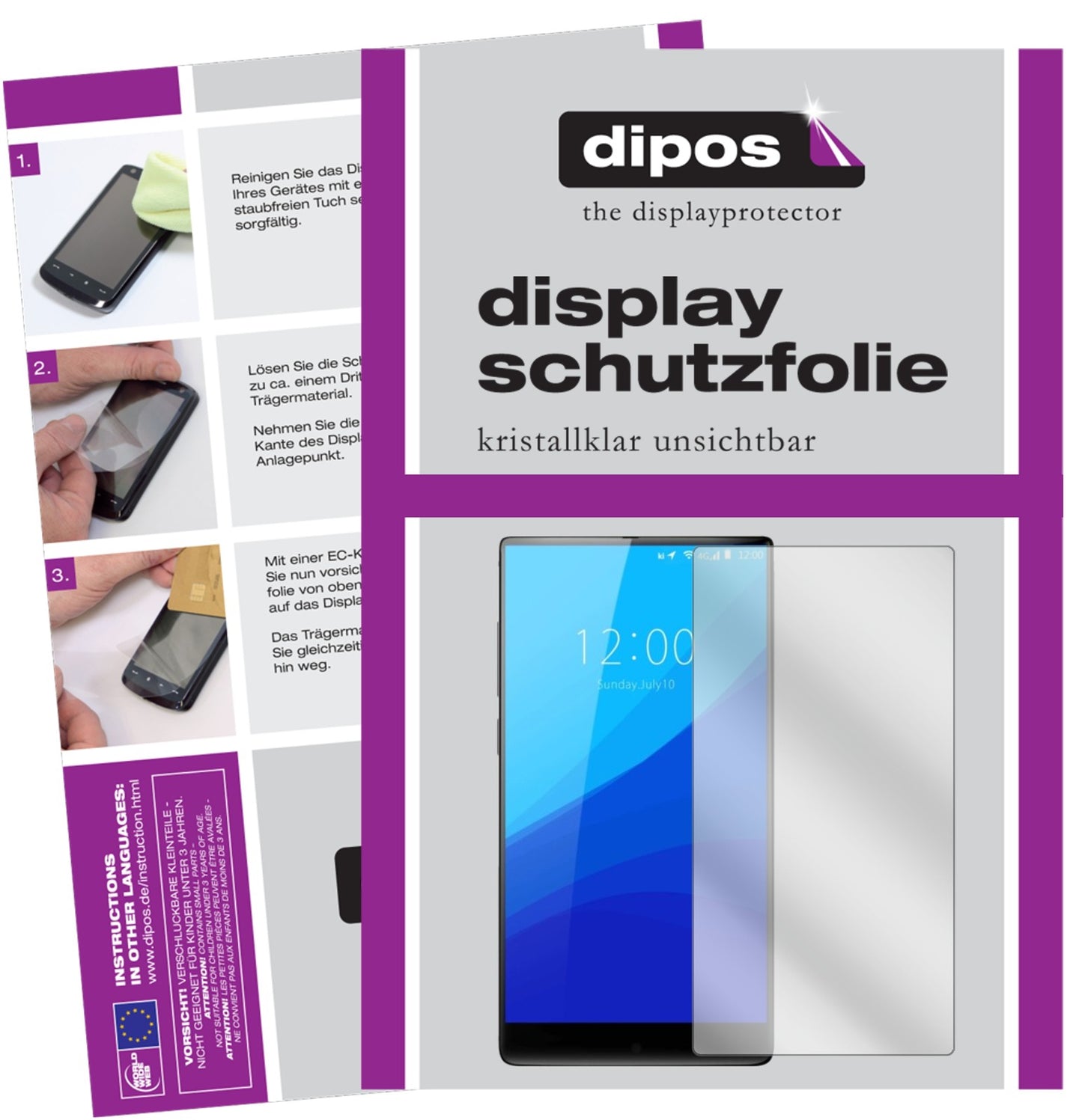 Klare Displayschutzfolie von dipos passend für Umidigi Crystal, präziser Zuschnitt und blasenfrei montiert