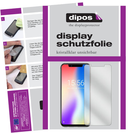 Klare Displayschutzfolie von dipos passend für Umidigi One Pro, präziser Zuschnitt und blasenfrei montiert