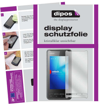 Klare Displayschutzfolie von dipos passend für Unitech PA700, präziser Zuschnitt und blasenfrei montiert