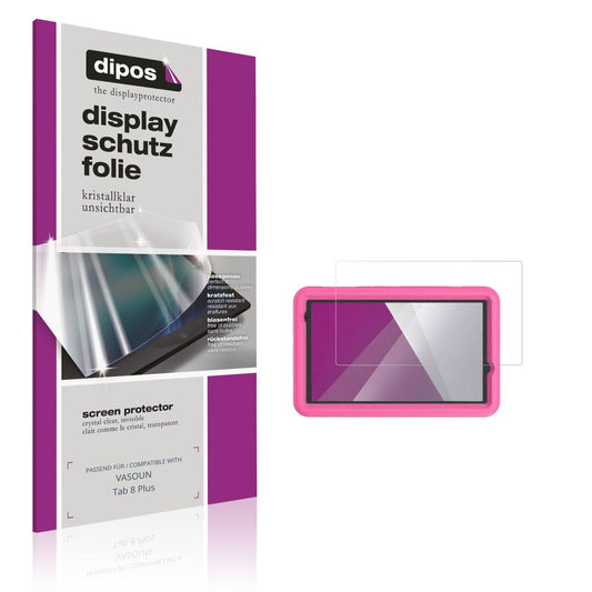 Klare Displayschutzfolie von dipos passend für VASOUN Tab 8 Plus, präziser Zuschnitt und blasenfrei montiert