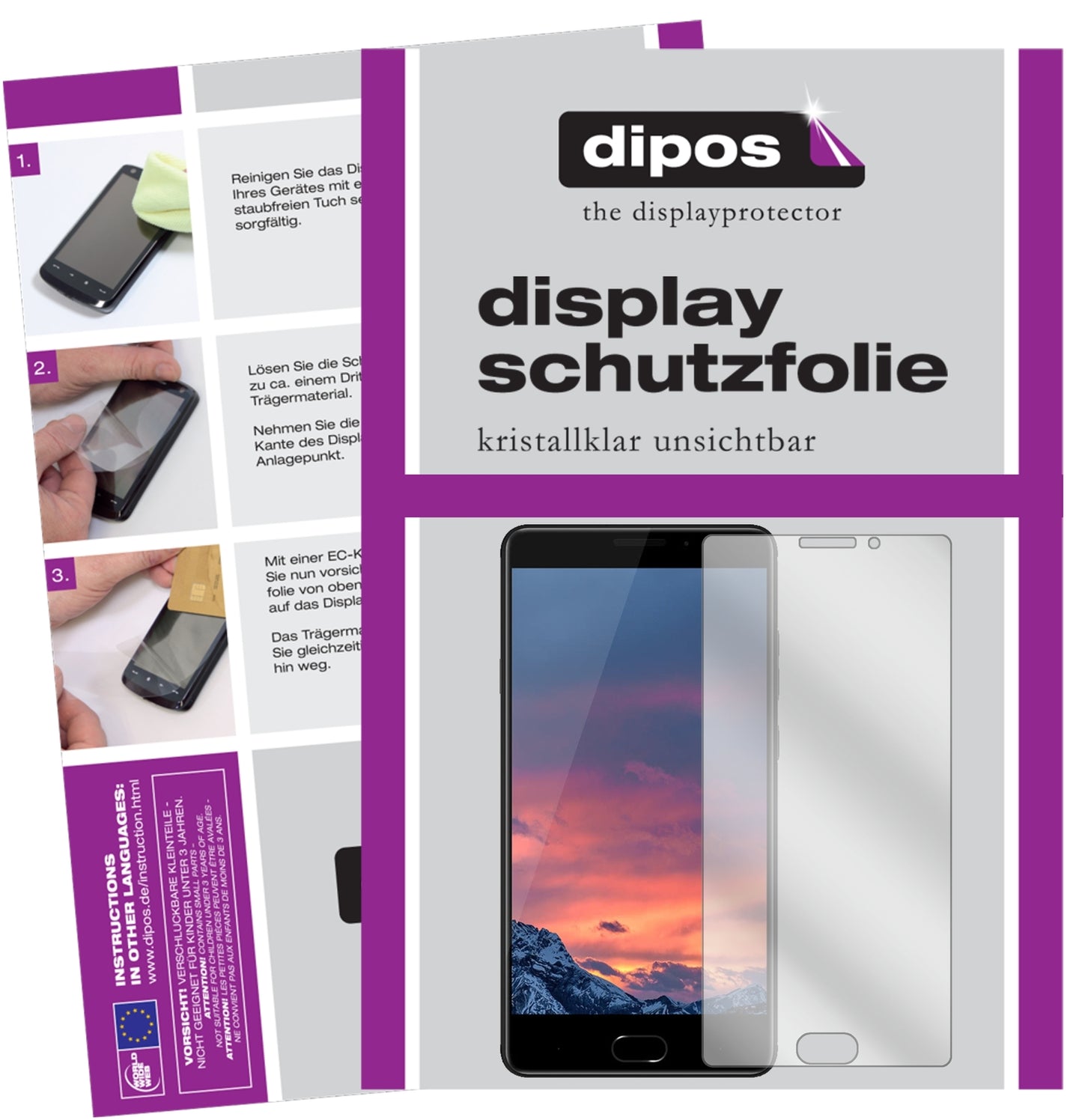 Klare Displayschutzfolie von dipos passend für Vernee Thor Plus, präziser Zuschnitt und blasenfrei montiert