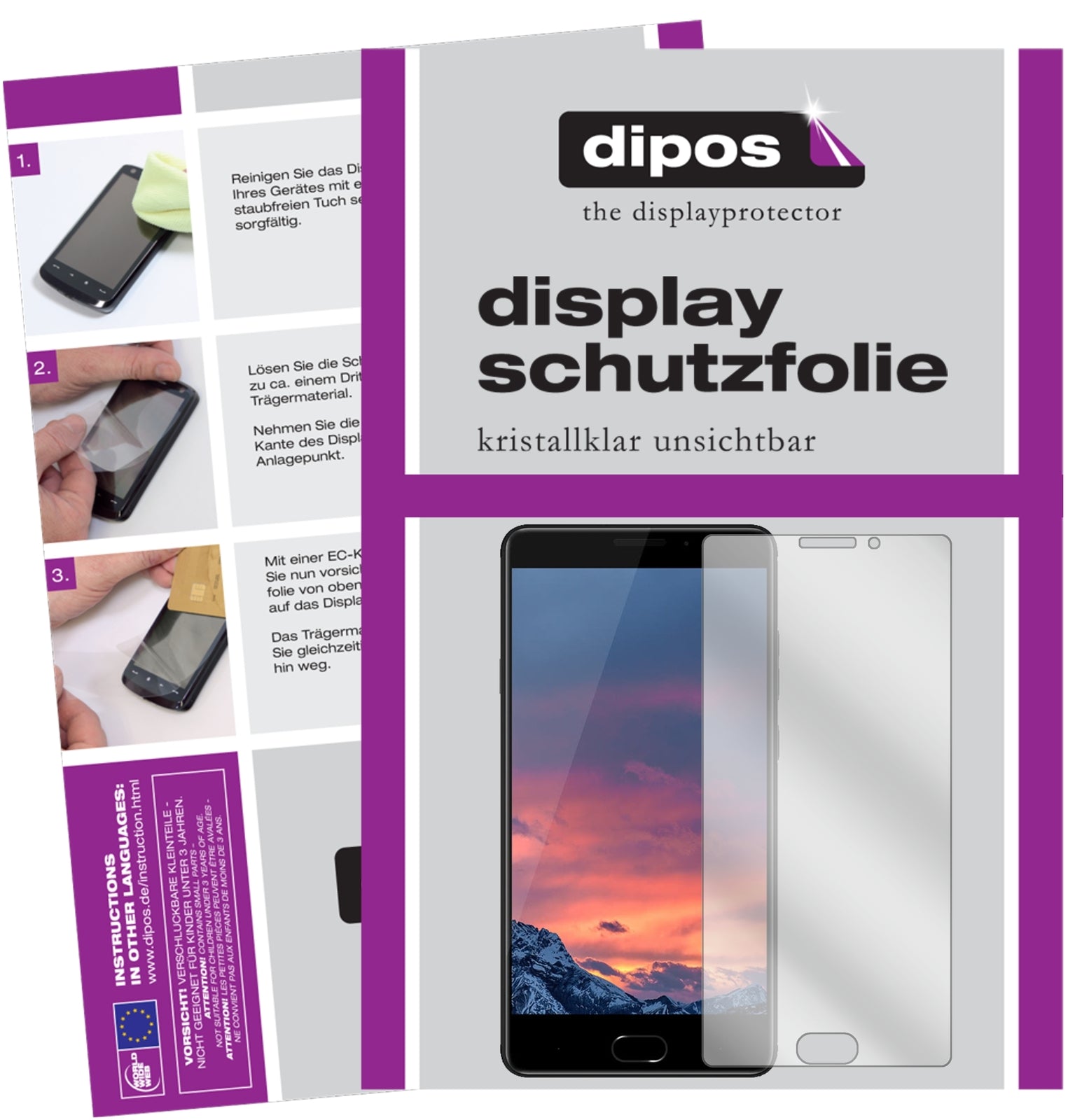 Klare Displayschutzfolie von dipos passend für Vernee Thor Plus, präziser Zuschnitt und blasenfrei montiert