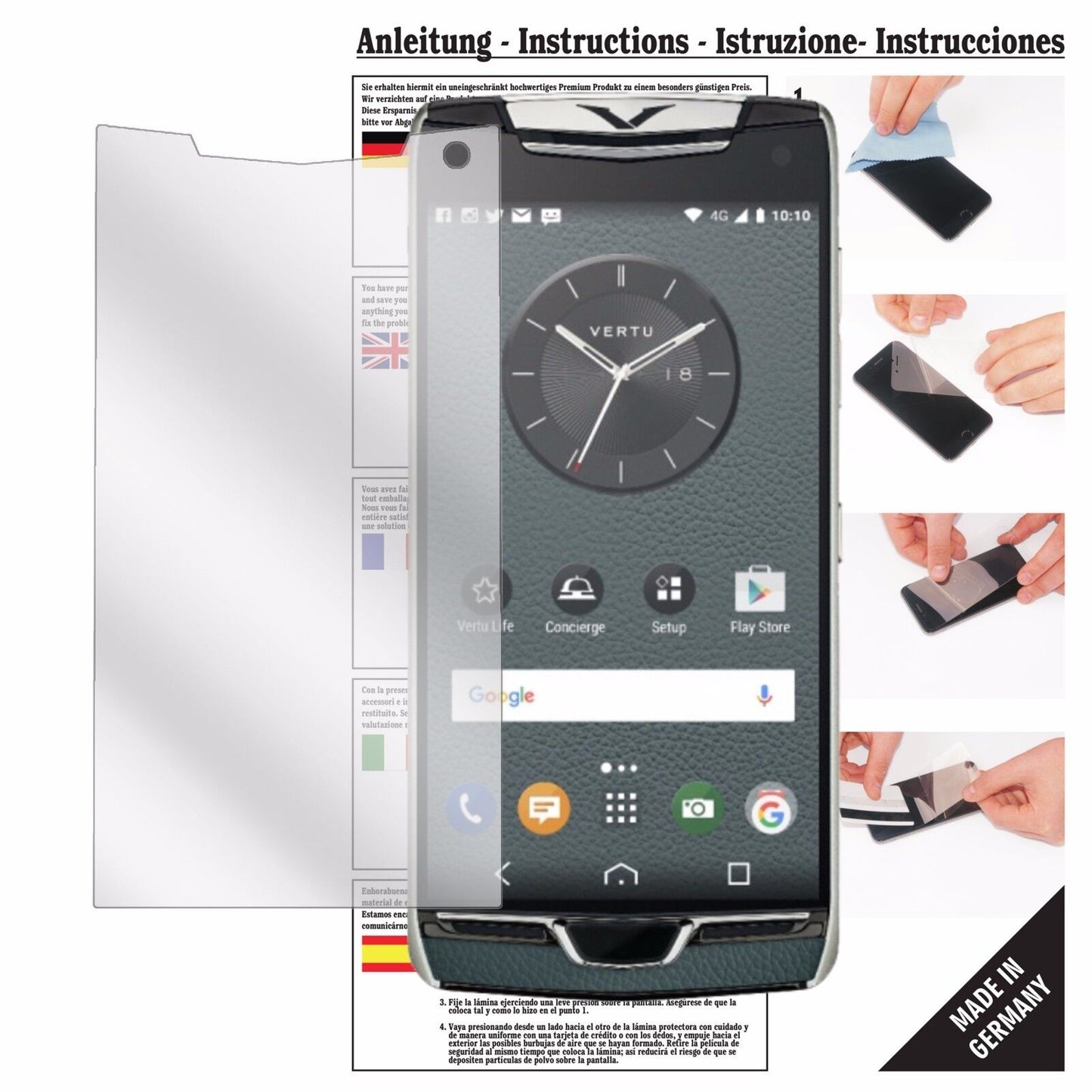 Klare Displayschutzfolie von dipos passend für Vertu Constellation (2017), präziser Zuschnitt und blasenfrei montiert