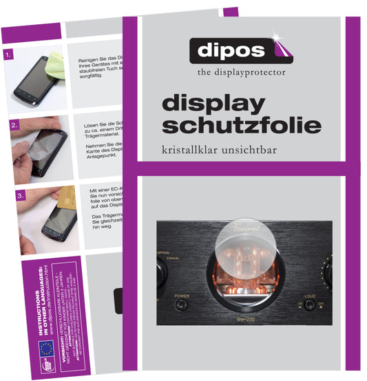 Klare Displayschutzfolie von dipos passend für Vincent SV-200, präziser Zuschnitt und blasenfrei montiert