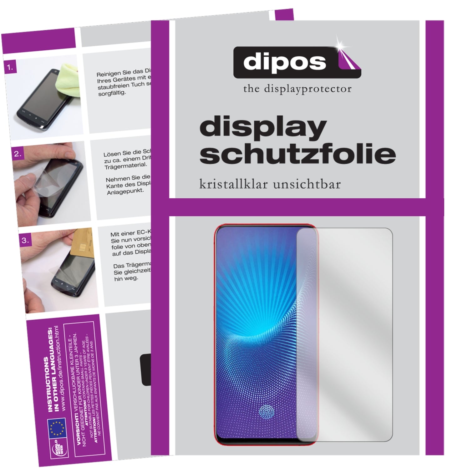 Klare Displayschutzfolie von dipos passend für Vivo Nex, präziser Zuschnitt und blasenfrei montiert