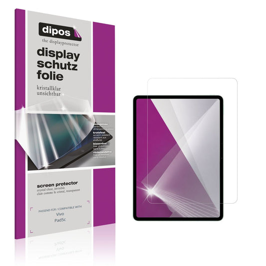 Klare Displayschutzfolie von dipos passend für Vivo Pad5c, präziser Zuschnitt und blasenfrei montiert