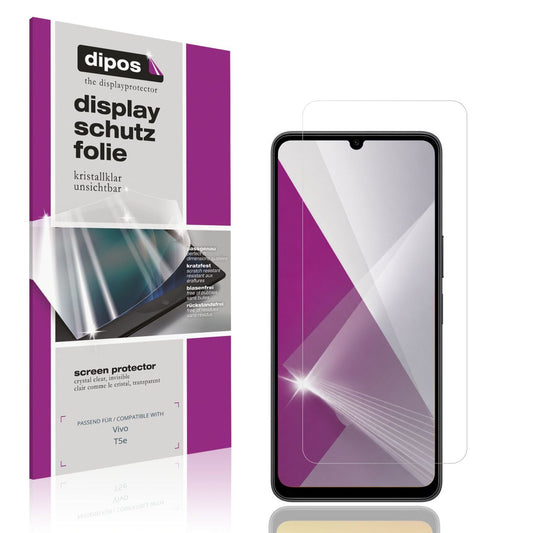 Klare Displayschutzfolie von dipos passend für Vivo T5e, präziser Zuschnitt und blasenfrei montiert