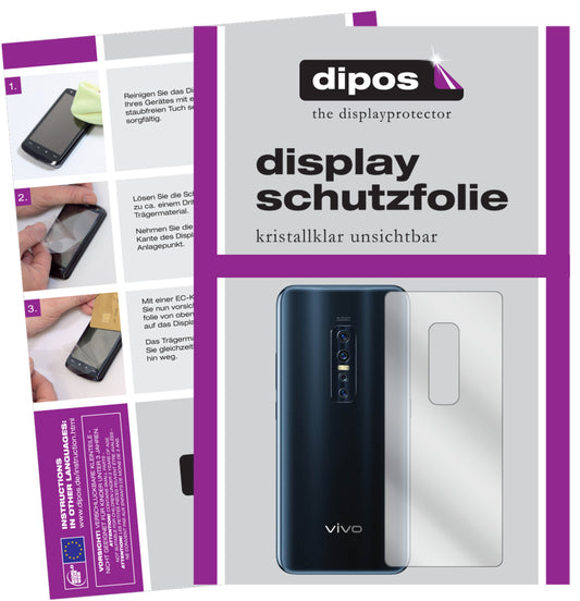 Klare Displayschutzfolie von dipos passend für Vivo V17 Pro Rückseite, präziser Zuschnitt und blasenfrei montiert