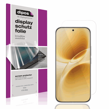 Klare Displayschutzfolie von dipos passend für Vivo V70 Elite, präziser Zuschnitt und blasenfrei montiert