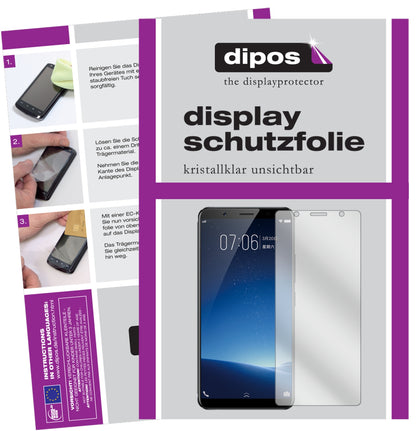 Klare Displayschutzfolie von dipos passend für Vivo X20 Plus, präziser Zuschnitt und blasenfrei montiert
