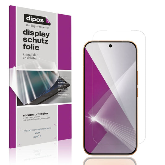 Klare Displayschutzfolie von dipos passend für Vivo X300 E, präziser Zuschnitt und blasenfrei montiert