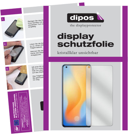 Klare Displayschutzfolie von dipos passend für Vivo X50, präziser Zuschnitt und blasenfrei montiert