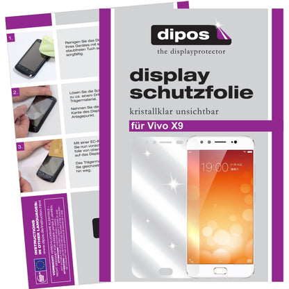Klare Displayschutzfolie von dipos passend für Vivo X9 Plus, präziser Zuschnitt und blasenfrei montiert