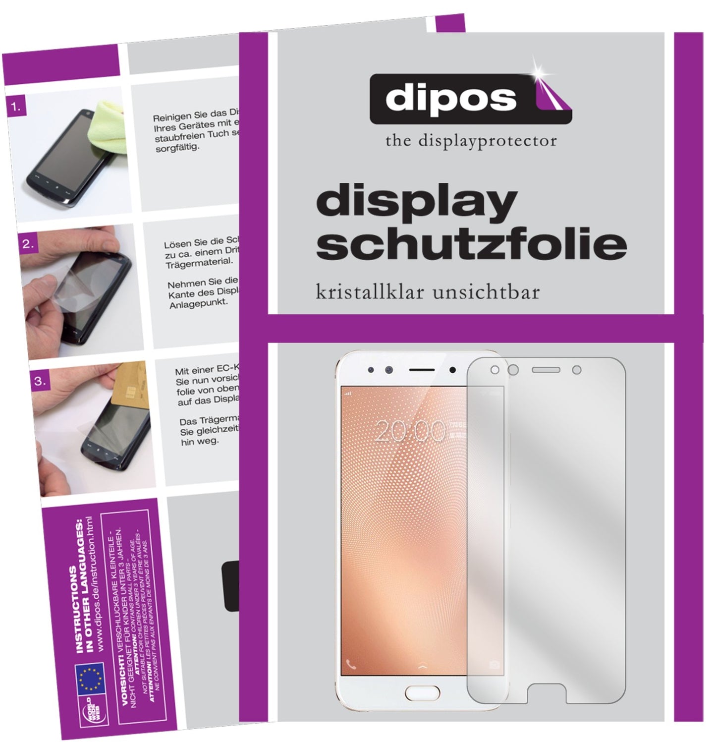 Klare Displayschutzfolie von dipos passend für Vivo X9s, präziser Zuschnitt und blasenfrei montiert