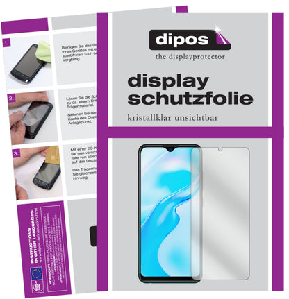 Klare Displayschutzfolie von dipos passend für Vivo Y11s, präziser Zuschnitt und blasenfrei montiert