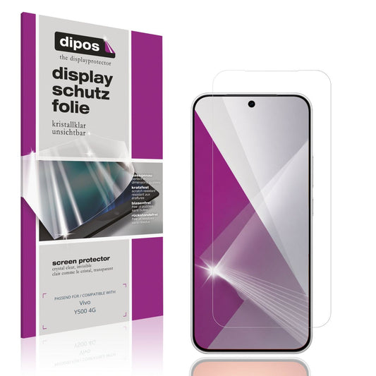 Klare Displayschutzfolie von dipos passend für Vivo Y500 4G, präziser Zuschnitt und blasenfrei montiert