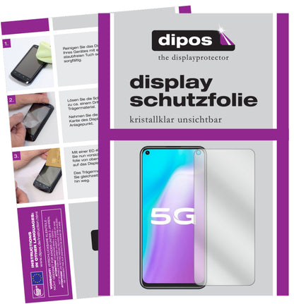 Klare Displayschutzfolie von dipos passend für Vivo Y70s, präziser Zuschnitt und blasenfrei montiert