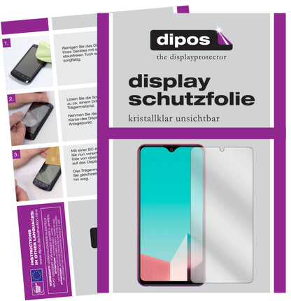 Klare Displayschutzfolie von dipos passend für Vivo Y91 C, präziser Zuschnitt und blasenfrei montiert