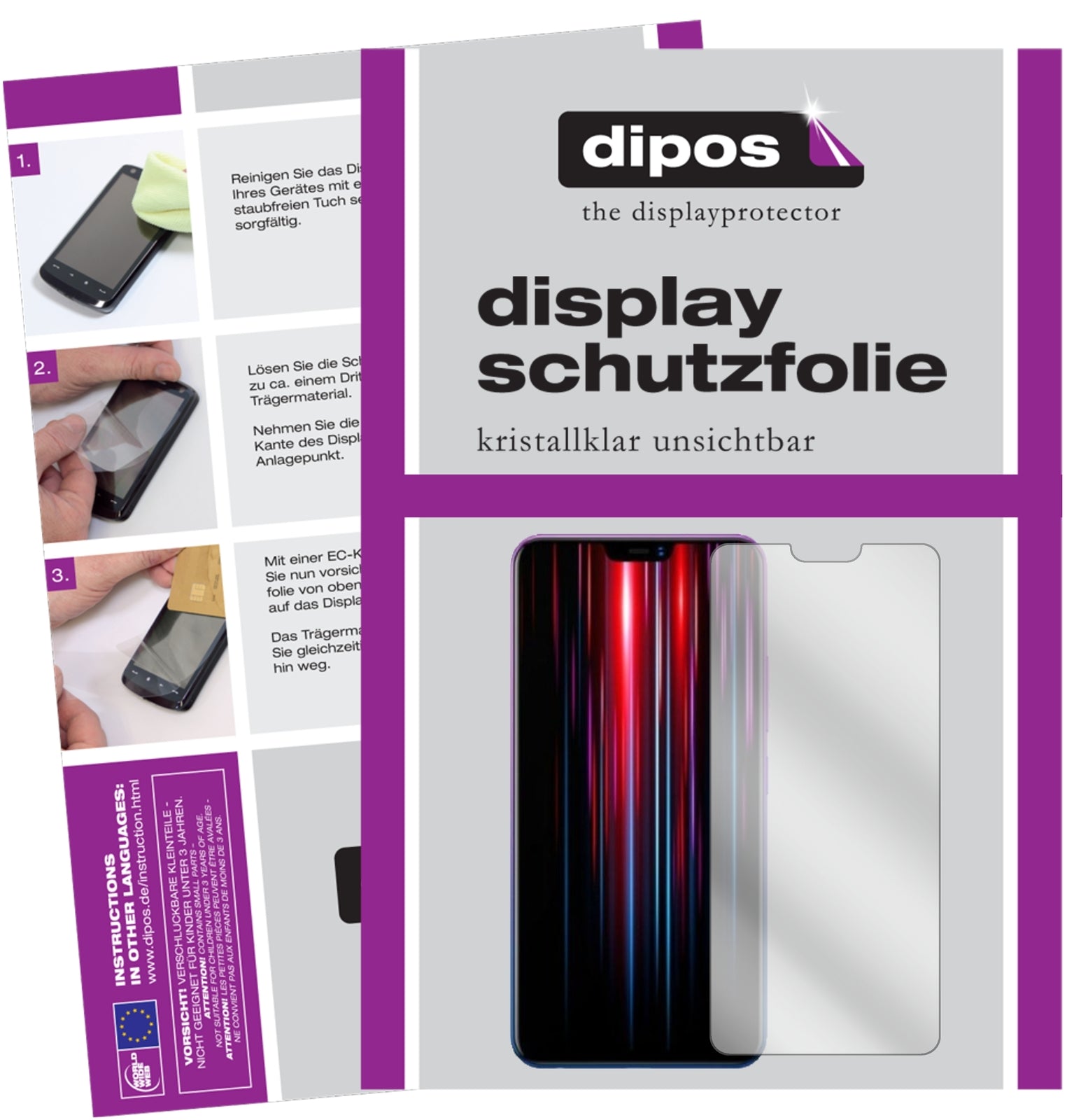 Klare Displayschutzfolie von dipos passend für Vivo Z1 Lite, präziser Zuschnitt und blasenfrei montiert