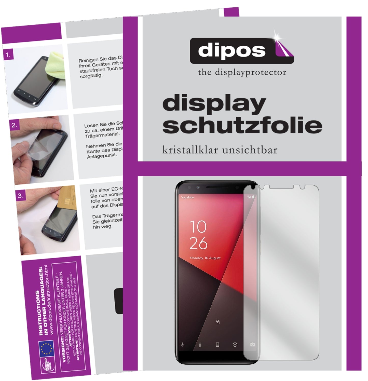 Klare Displayschutzfolie von dipos passend für Vodafone Smart N9, präziser Zuschnitt und blasenfrei montiert