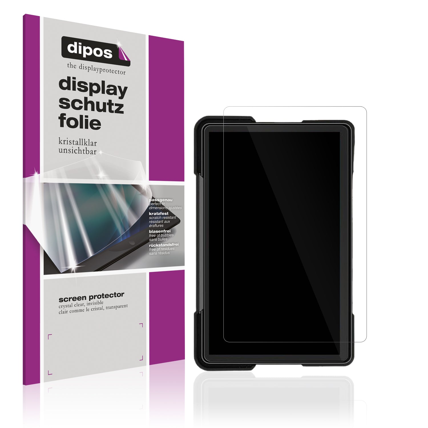 Klare Displayschutzfolie von dipos passend für Vtopek MT53B 7 Zoll, präziser Zuschnitt und blasenfrei montiert