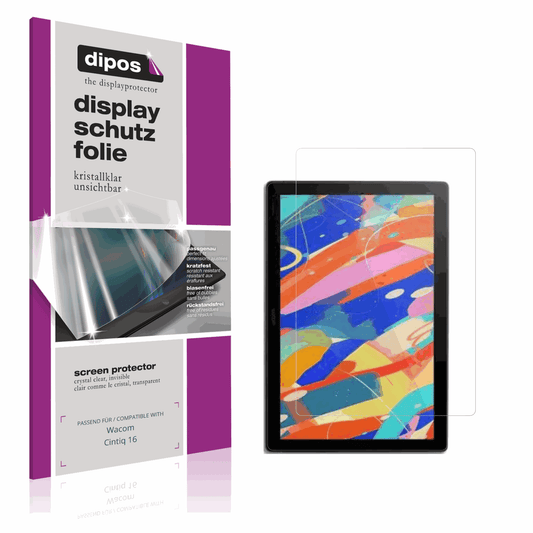 Klare Displayschutzfolie von dipos passend für Wacom Cintiq 16, präziser Zuschnitt und blasenfrei montiert