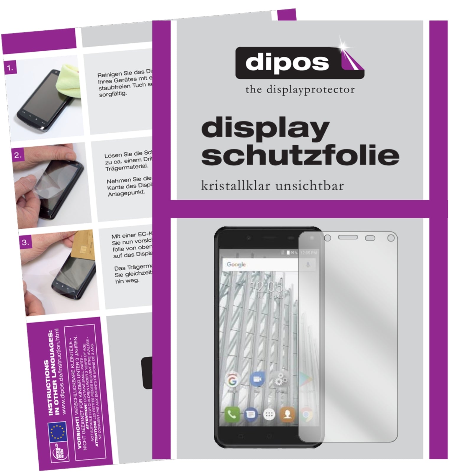 Klare Displayschutzfolie von dipos passend für Walton Primo HM4i, präziser Zuschnitt und blasenfrei montiert