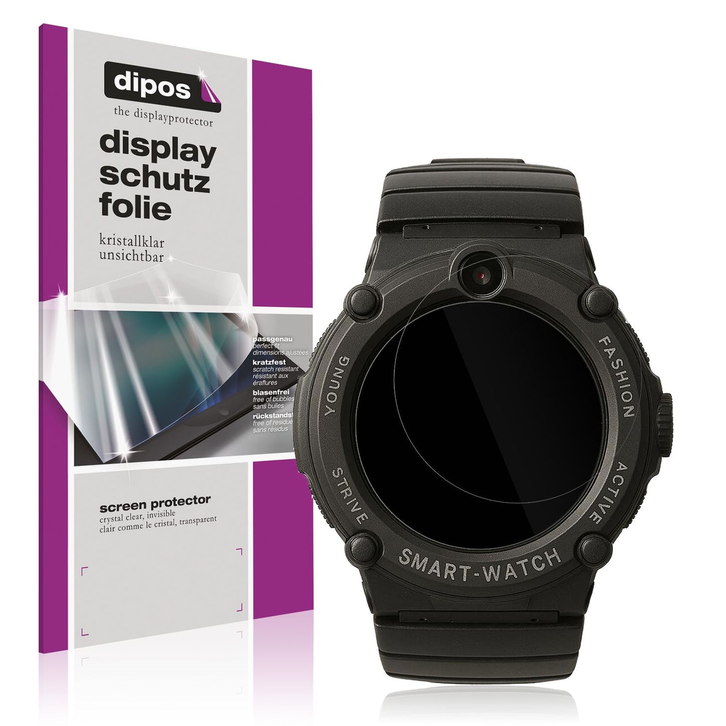 Klare Displayschutzfolie von dipos passend für Watchmark GPS Watch Kids, präziser Zuschnitt und blasenfrei montiert