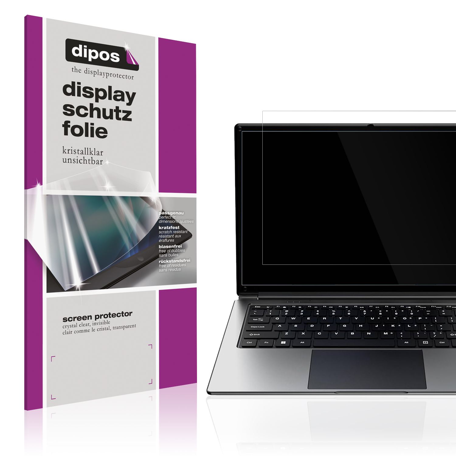 Klare Displayschutzfolie von dipos passend für Waxuor LeadBook T15 16 Zoll, präziser Zuschnitt und blasenfrei montiert