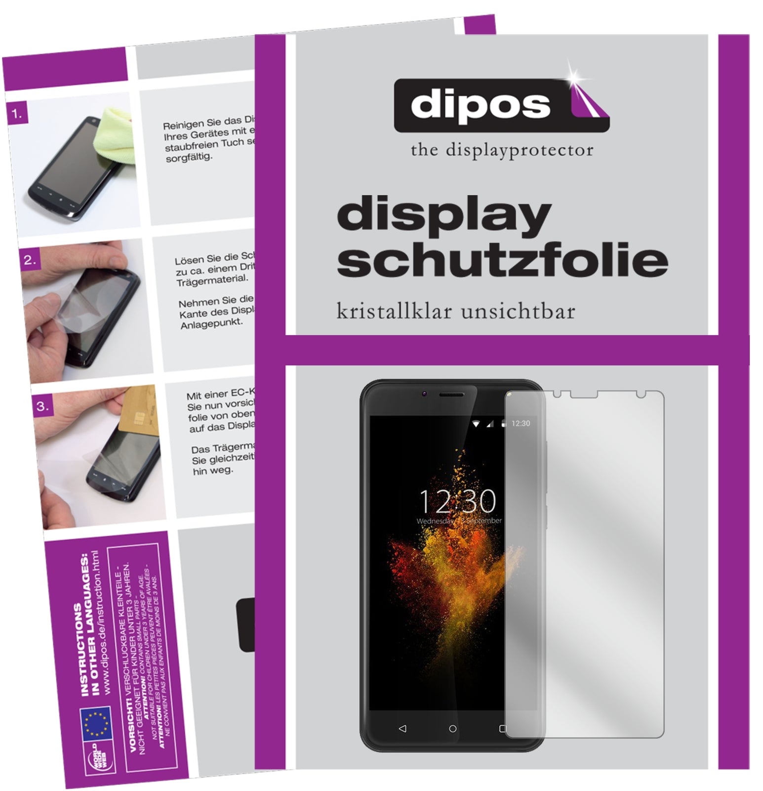 Klare Displayschutzfolie von dipos passend für Wieppo S6, präziser Zuschnitt und blasenfrei montiert