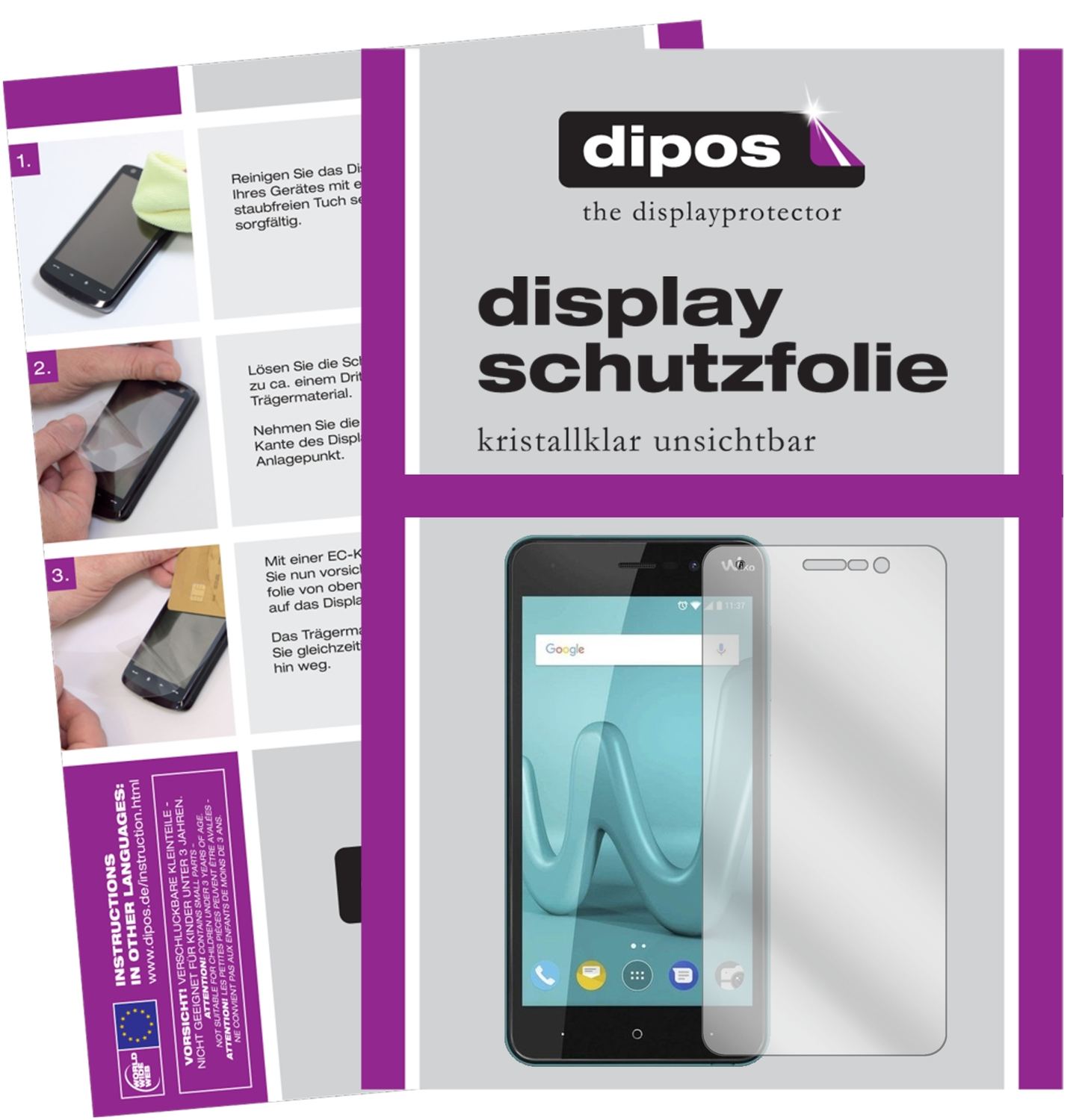 Klare Displayschutzfolie von dipos passend für Wiko Lenny 4, präziser Zuschnitt und blasenfrei montiert