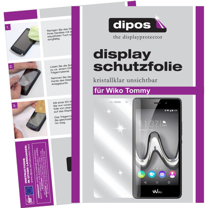 Klare Displayschutzfolie von dipos passend für Wiko Tommy, präziser Zuschnitt und blasenfrei montiert