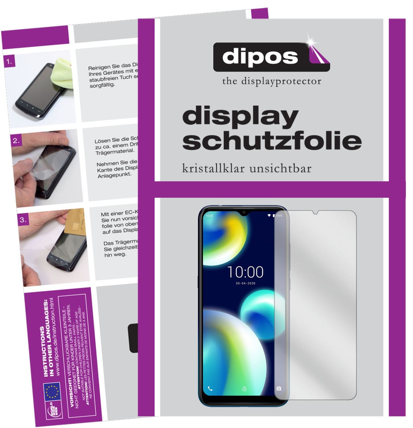Klare Displayschutzfolie von dipos passend für Wiko View 4 Lite, präziser Zuschnitt und blasenfrei montiert