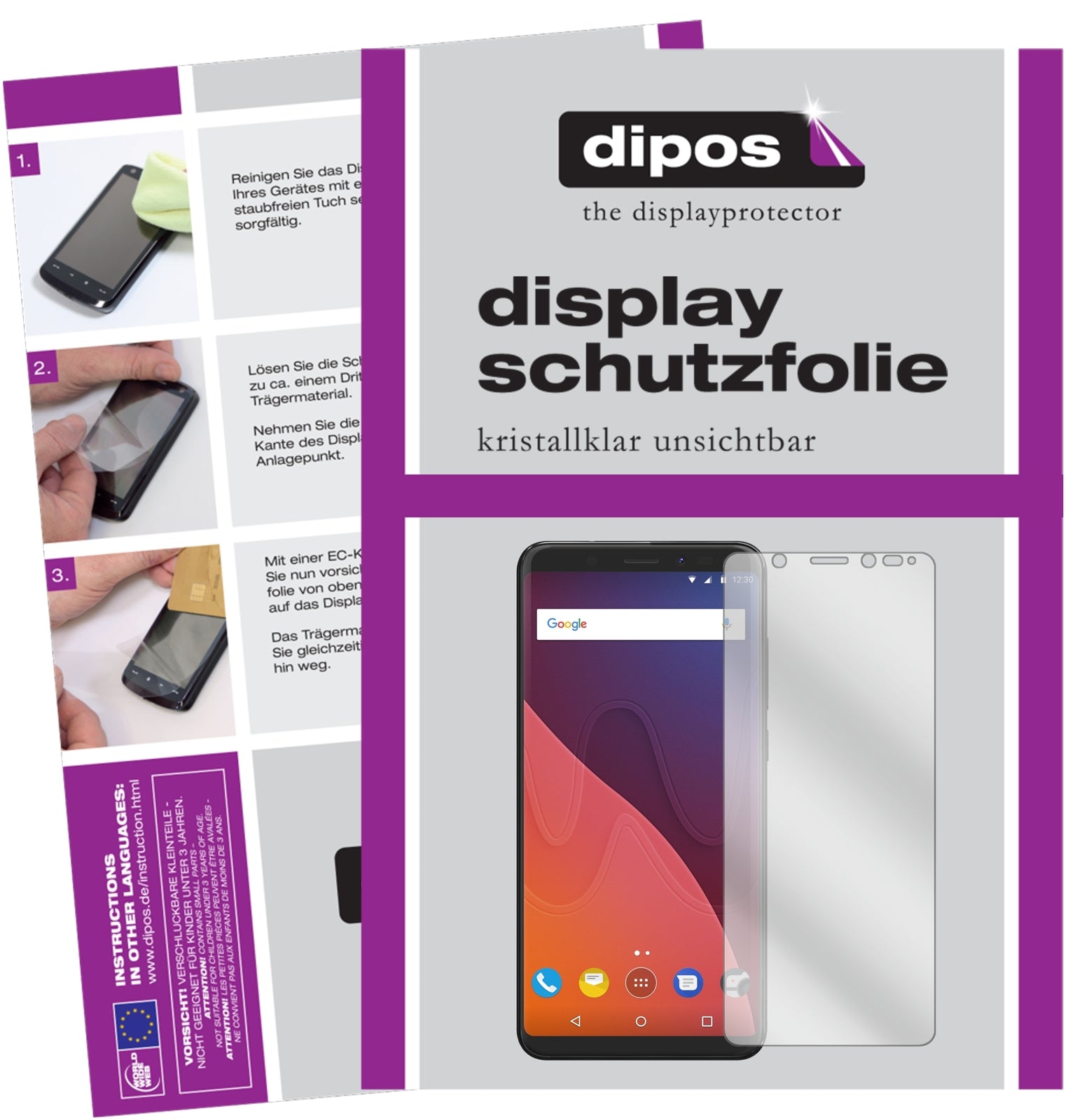 Klare Displayschutzfolie von dipos passend für Wiko View XL, präziser Zuschnitt und blasenfrei montiert