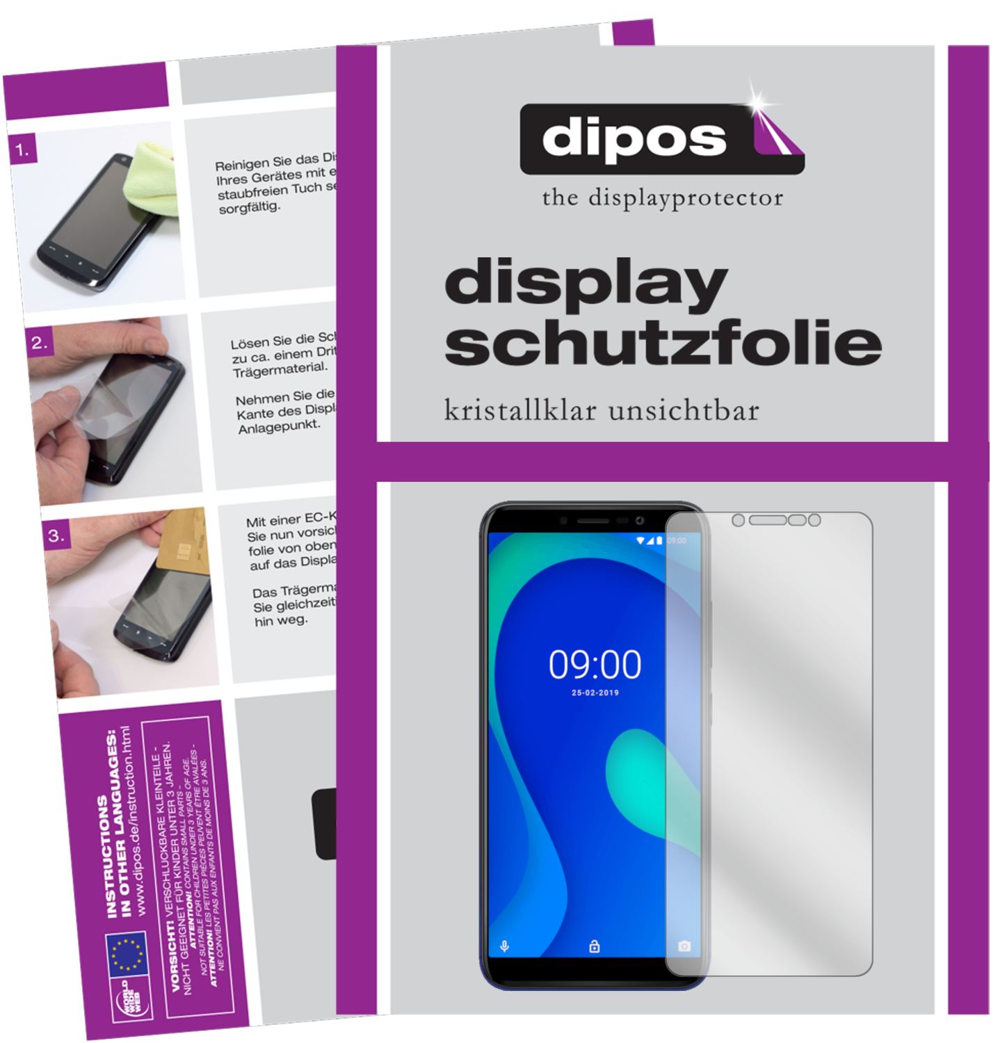 Klare Displayschutzfolie von dipos passend für Wiko Y80, präziser Zuschnitt und blasenfrei montiert