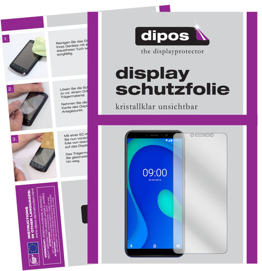 Klare Displayschutzfolie von dipos passend für Wiko Y80, präziser Zuschnitt und blasenfrei montiert
