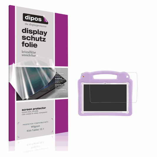 Klare Displayschutzfolie von dipos passend für Wilgoon Kids Tablet 10.1, präziser Zuschnitt und blasenfrei montiert
