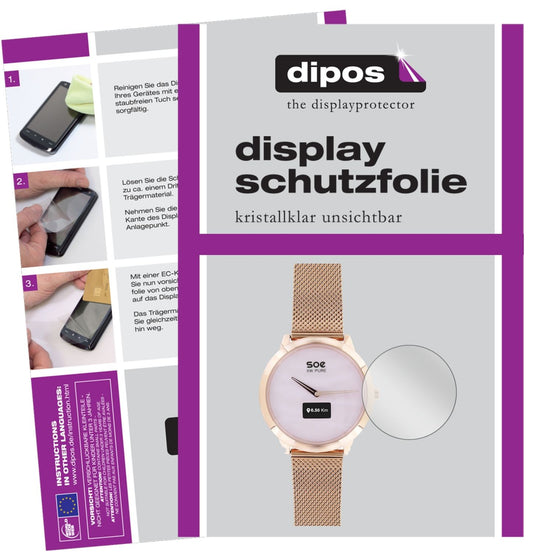Klare Displayschutzfolie von dipos passend für X-WATCH SOE XW Pure, präziser Zuschnitt und blasenfrei montiert