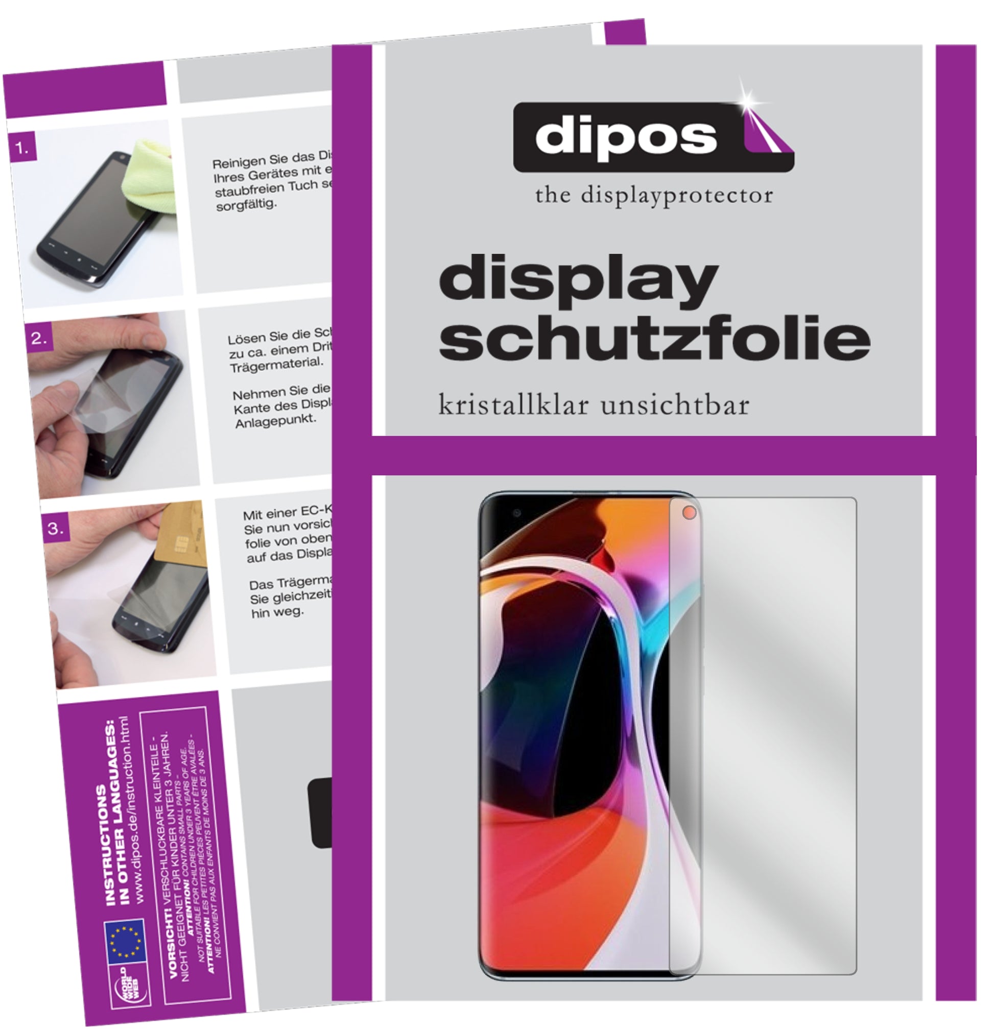 Klare Displayschutzfolie von dipos passend für Xiaomi Mi 10 Pro, präziser Zuschnitt und blasenfrei montiert