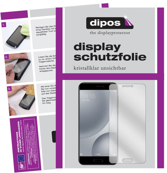Klare Displayschutzfolie von dipos passend für Xiaomi Mi 5c, präziser Zuschnitt und blasenfrei montiert