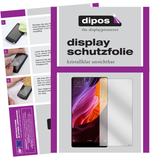 Klare Displayschutzfolie von dipos passend für Xiaomi Mi MIX 2, präziser Zuschnitt und blasenfrei montiert
