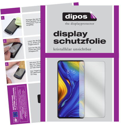 Klare Displayschutzfolie von dipos passend für Xiaomi Mi Mix 3, präziser Zuschnitt und blasenfrei montiert