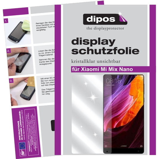 Klare Displayschutzfolie von dipos passend für Xiaomi Mi Mix Nano, präziser Zuschnitt und blasenfrei montiert