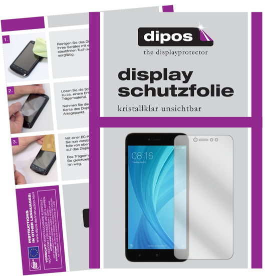 Klare Displayschutzfolie von dipos passend für Xiaomi Note 5A Prime, präziser Zuschnitt und blasenfrei montiert