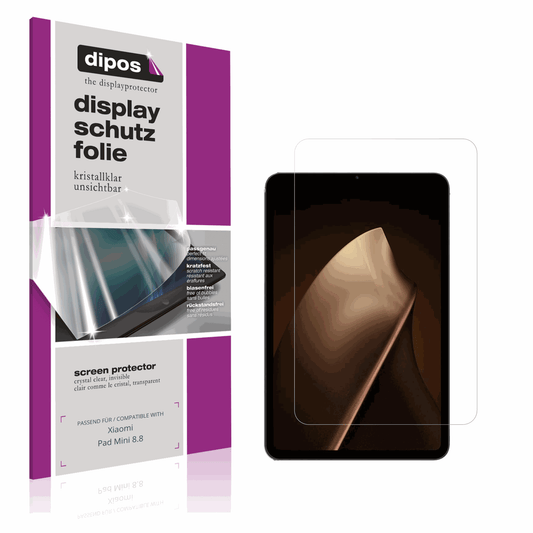 Klare Displayschutzfolie von dipos passend für Xiaomi Pad Mini 8.8, präziser Zuschnitt und blasenfrei montiert
