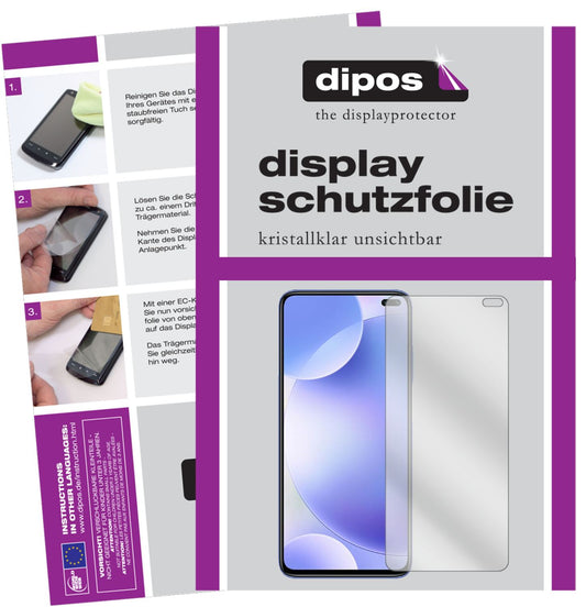Klare Displayschutzfolie von dipos passend für Xiaomi POCO X2, präziser Zuschnitt und blasenfrei montiert